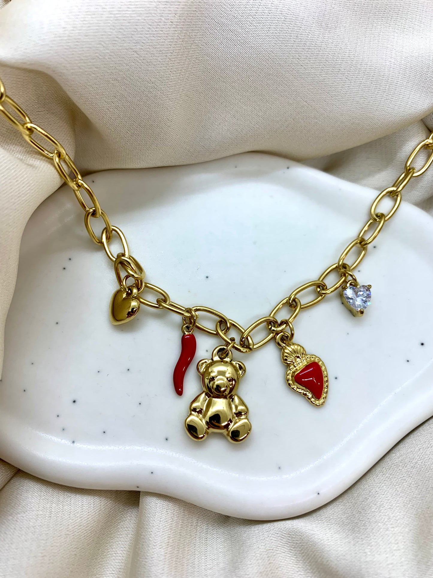 Collana charms teddy gold