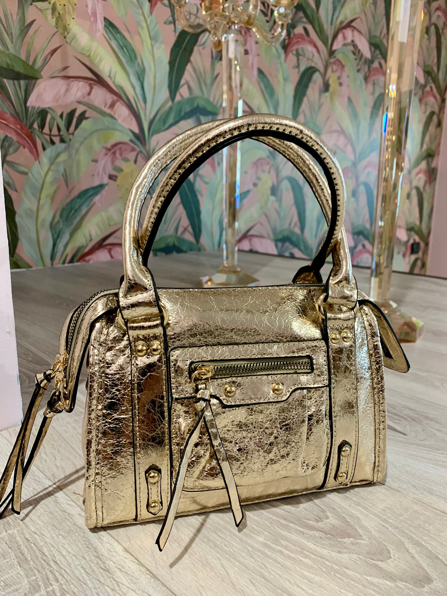 Mini city bag metallizzata gold