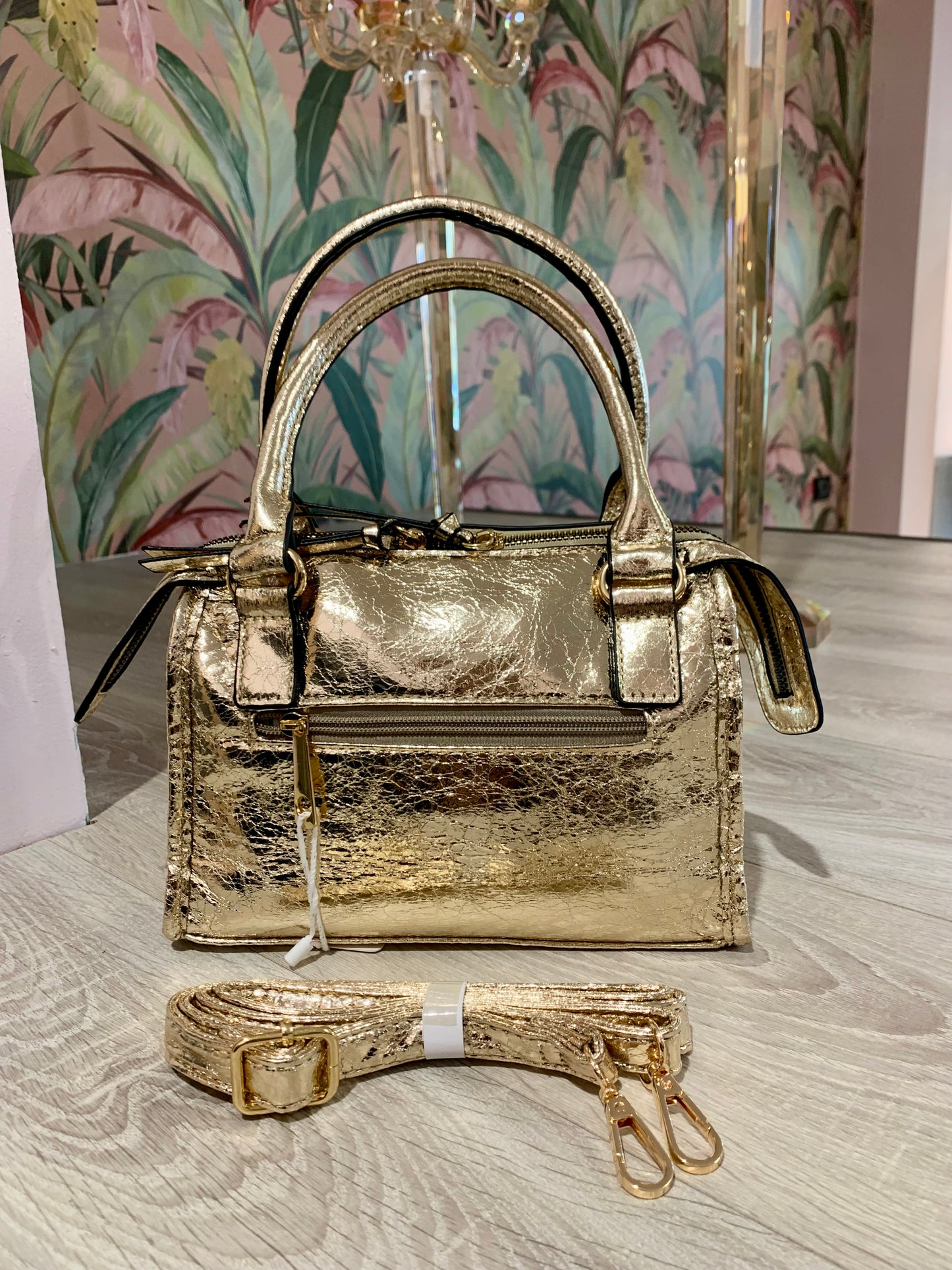 Mini city bag metallizzata gold