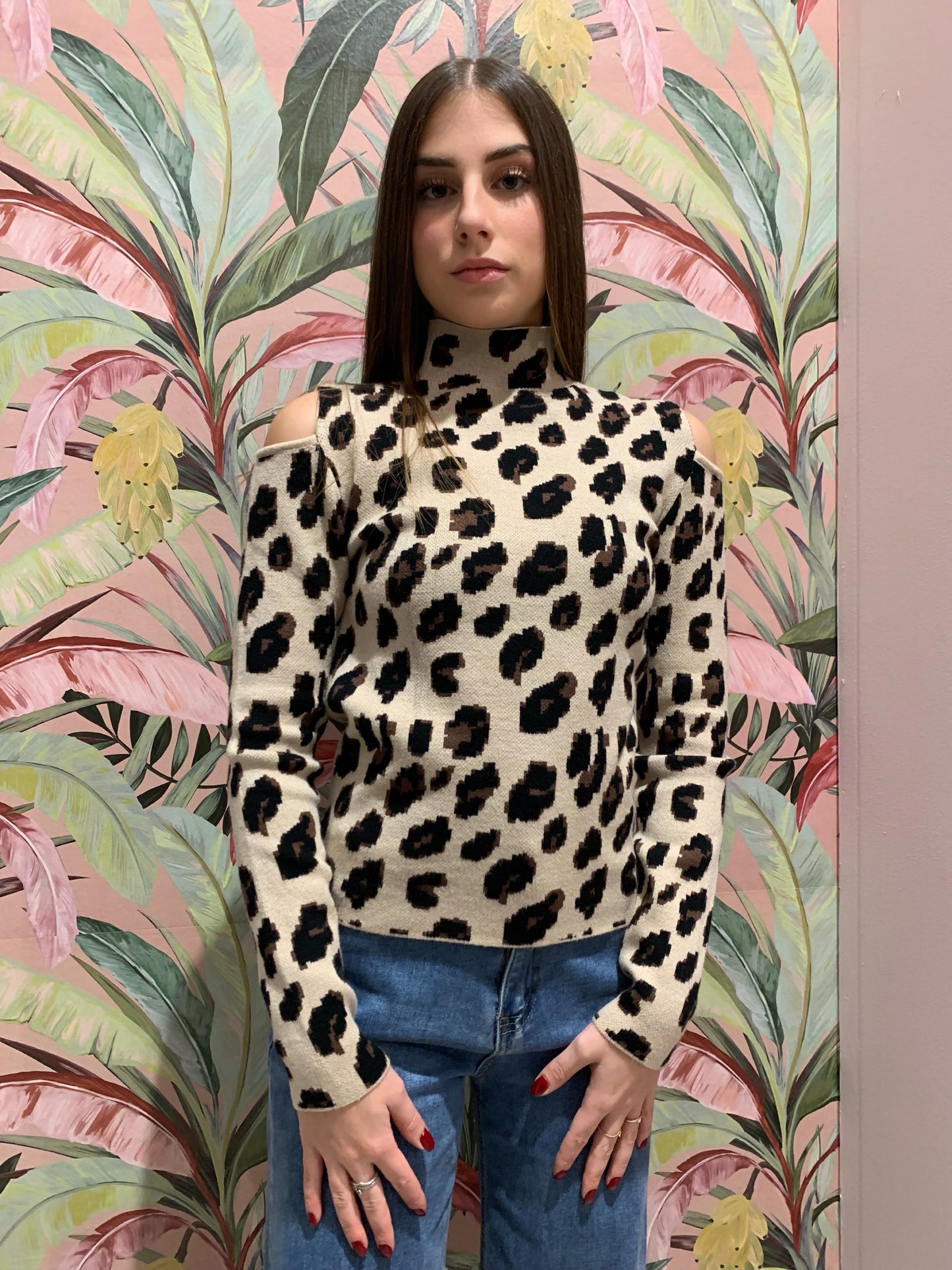 Maglioncino cut out leopardato